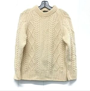 Vintage Connemara Wool Chunky Handknit Fisherman Cable Knit Cabincore Sweater